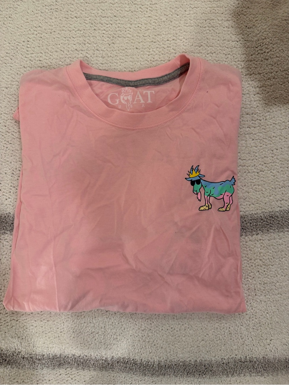 GOAT Kids Pink Short Sleeve Tee with Colorful Goat Graphic
